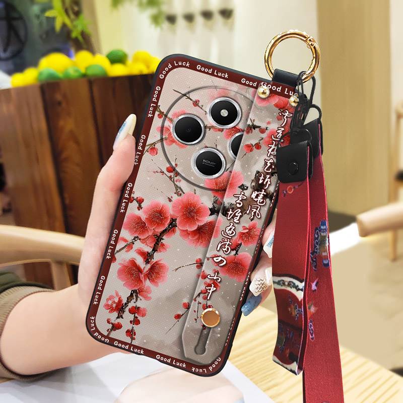 Waterproof Elderly lady Phone Case For Redmi A4 5G For Mom Wrist Strap Silicone Protective Soft case Phone Holder Ring