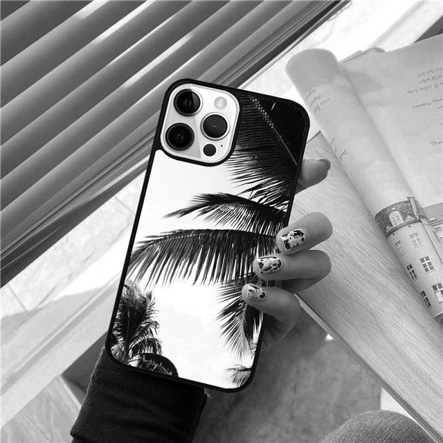 Чехол-накладка с рисунком тропических пальмовых листьев для iPhone 17 Air 15 16 Pro Max 14 13 12 11 Pro Max Plus Coque