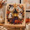 Halloween Wall Decor Kits Faux Pearl Art DIY Kit, Spooky Cute 3D Beads Painting Crafts, Autumn Atmosphere Gothic Ghost Pumpkin Cat Crow for