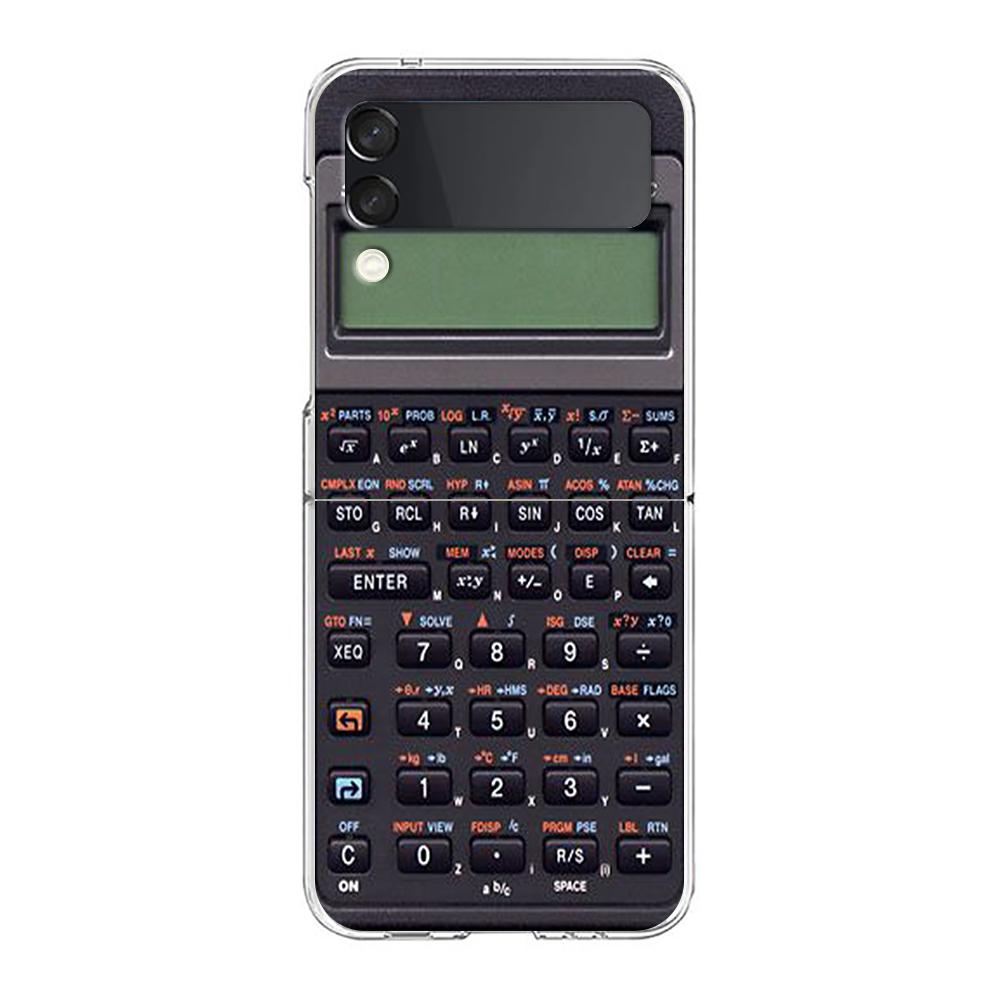 Phone Cover For Samsung Galaxy Z Flip 6 5 4 Case Transparent For Samsung Z Flip 3 Hard PC Foldable Shell Retro Calculator Capas