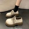 Platform Loafers Versatile Lace-up Jk Single Shoes Women's Spring and Autumn 2025 New Super Fire White British Style Small Leather Shoes
