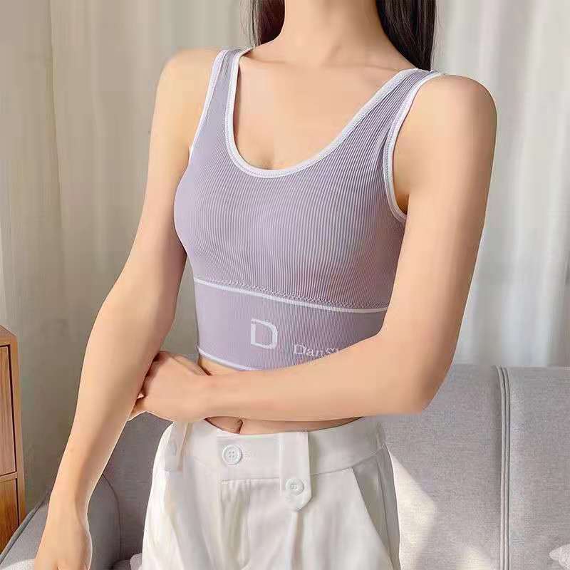 Women Sports Bras Letters Long Underwear Workout Streetwear Tank Tops Girls Y2K Tops Bras Simple Fashion Female Underwear Vest