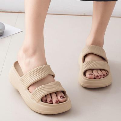 Легкие женские тапочки на платформе Eva 2025 года, летние нескользящие пляжные сандалии для женщин, однотонные, толстые, мягкие, с подушкой, шлепанцы