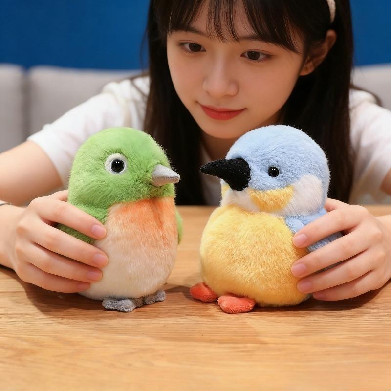 Новая Милая Поющая Птичка Плюшевая Игрушка Мягкая Каваи Симулированные Животные Набитая Кукла Декор для Рабочего Стола Креативная Детская Игрушка Домашний Орнамент