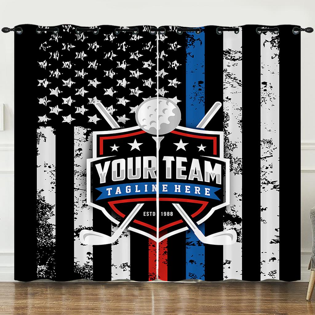 Curtains Sports World Cup 3D Digital Printing Blackout Curtain Punching