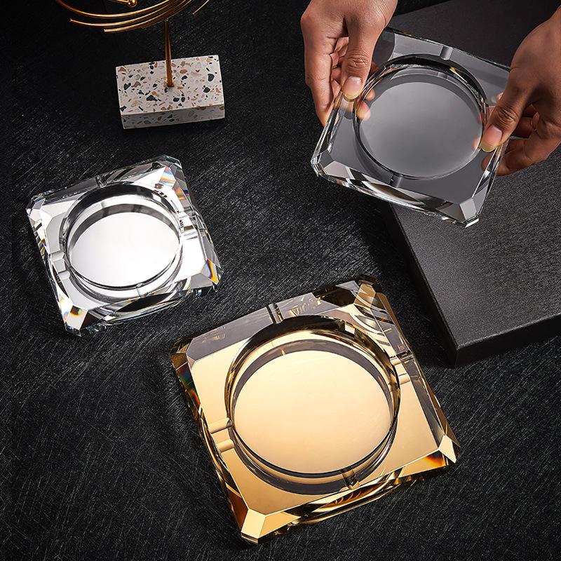 Crystal Glass Ashtray with Custom Logo for Home, Hotel, KTV Decor & Gifts