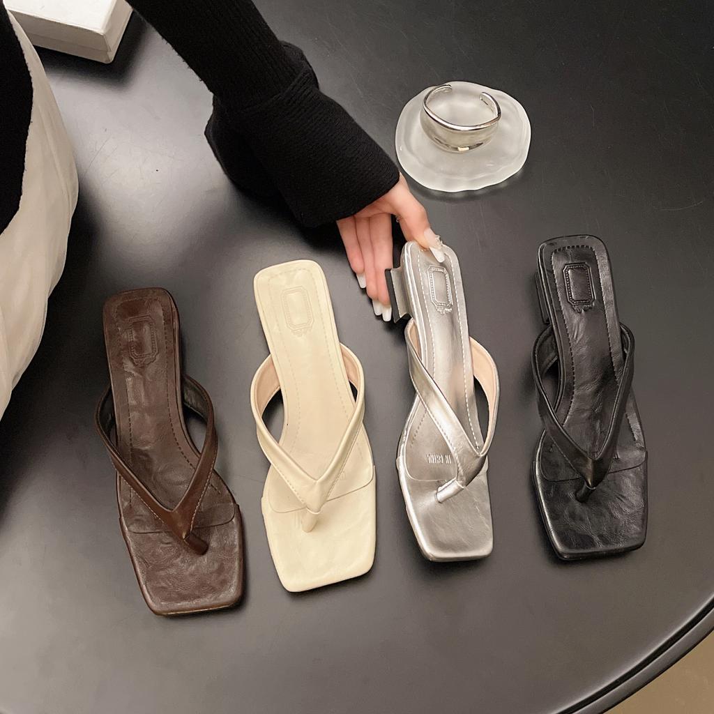 Fashion Summer Women Clip Toe Slippers Comfort Low Heel Slides Shoes Ladies Casual Dress Street Style Sandalis Flip-Flops Slippers