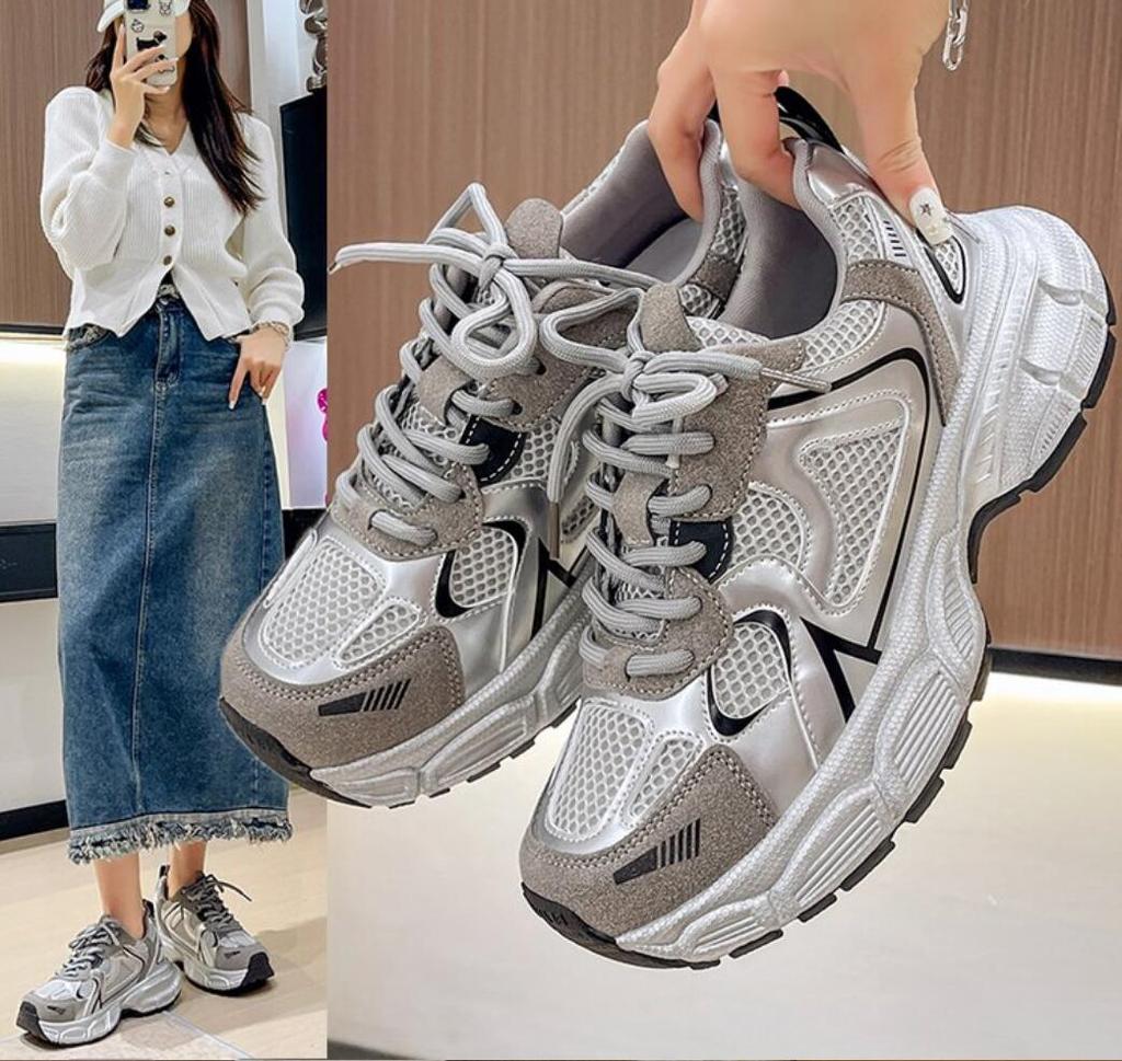 Мода 2024 года, женские роскошные кроссовки на толстой подошве, модная повседневная обувь, кроссовки, женские сетчатые дышащие кроссовки на толстой подошве для тенниса, вулканизированные туфли