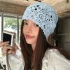 Handmade Crochet Flower Knitted Hat Thin Lace Woven Cap Vintage Ethnic Style Hat  Girls