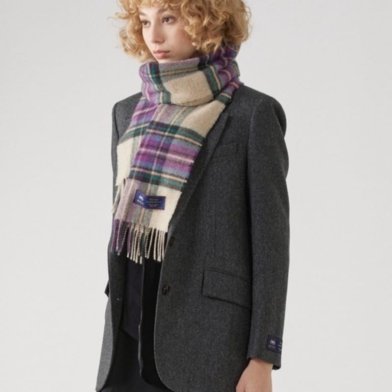 ABRAHAM MOON Merino Wool Muffler 25cm - Gresington Heather