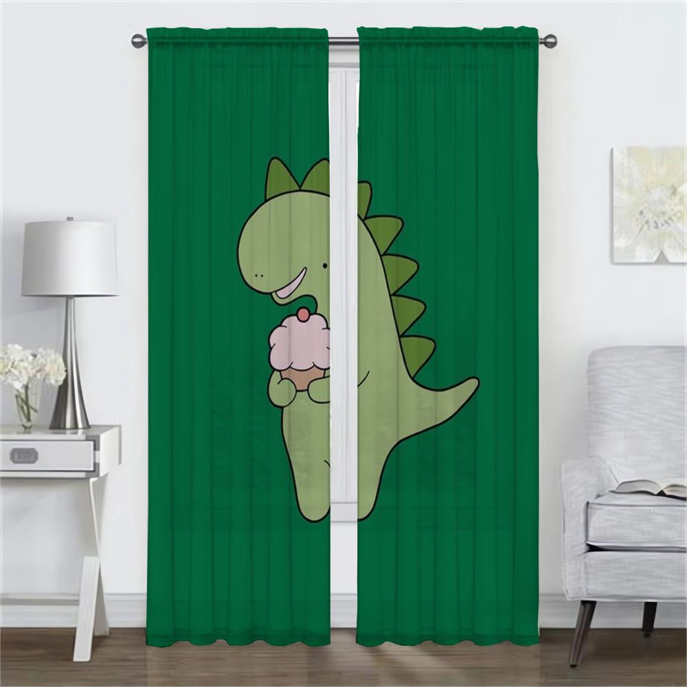 Curtains for Bedroom Cute Dinosaur Shades Window Curtain for Room 2 Panel Partition Home Interior Curtains Halloween Decoration