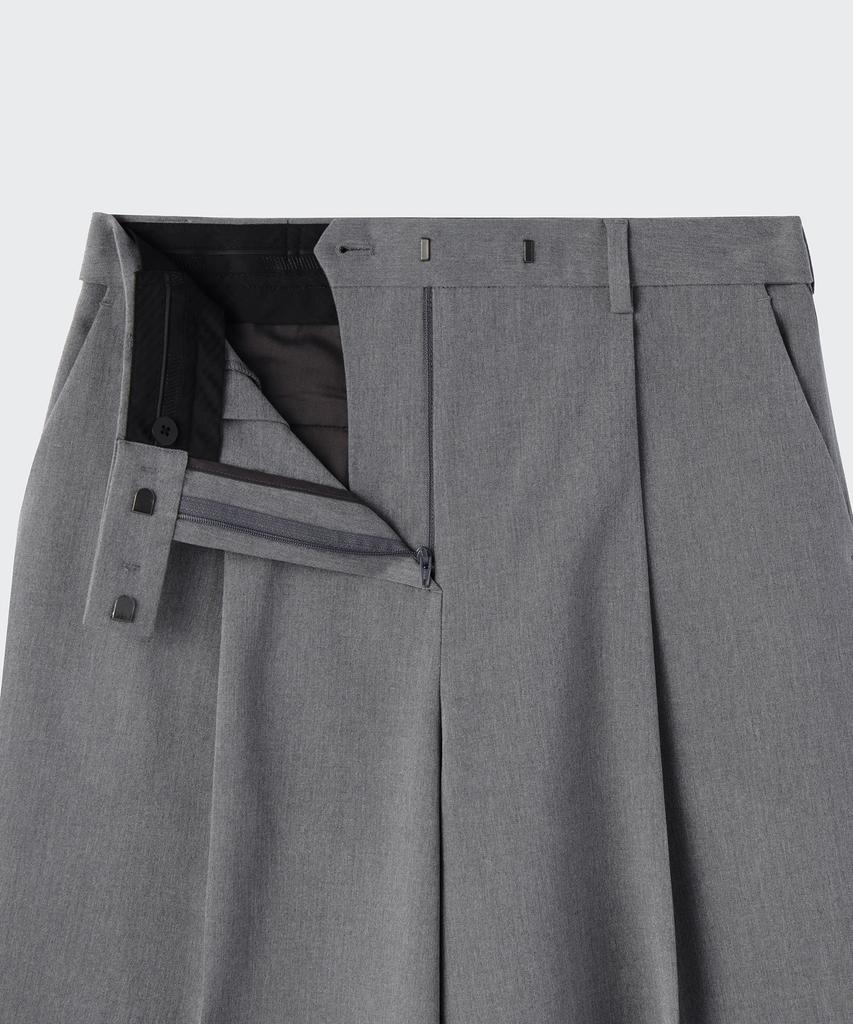 MUSINSA STANDARD WOMAN Women'S Low Waist Bermuda Hidden Banding Wide Half Slacks [Melange Gray]