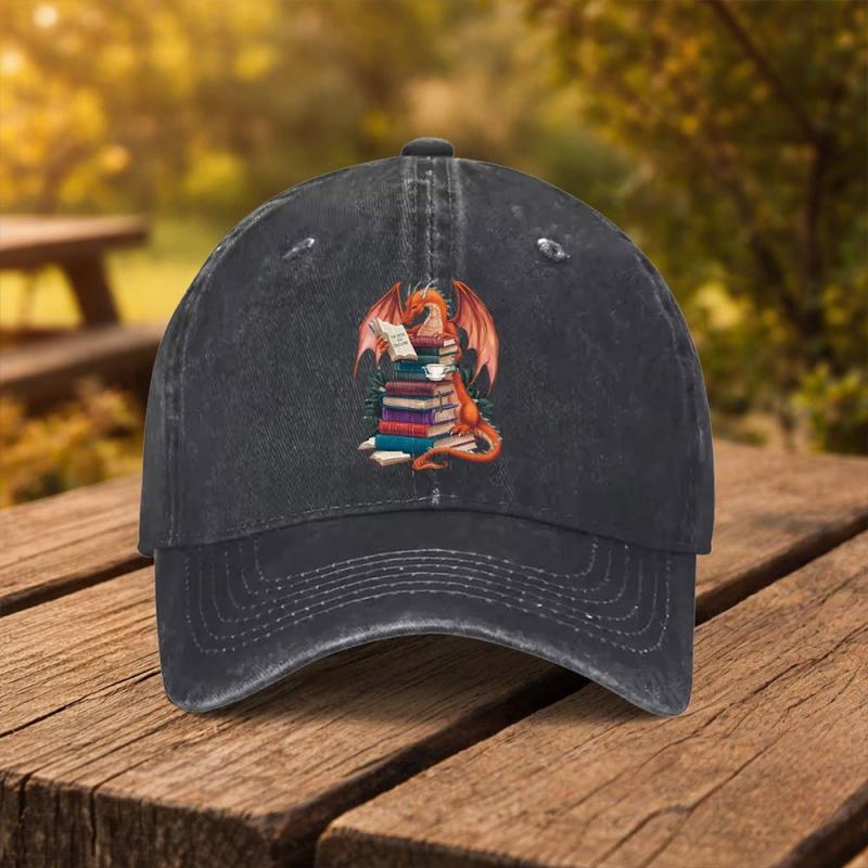 Reading Dragon Print Baseball Cap Unisex Duckbill Hat for Outdoor Sports Fitness Travel