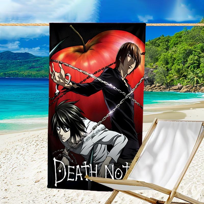 1pc D-Death Note2 Beach Towel, Beach and Seaside Swimming Pool Equipment, Fashion Pattern, Rectangular, Travel Essentials