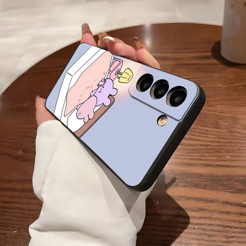 Милый Чехол для Телефона A-Asamimichan Для Samsung S26 S25 S24 FE S23 S22 S21 Plus S20 Ultra Note20Ultra Черный Мягкий Чехол