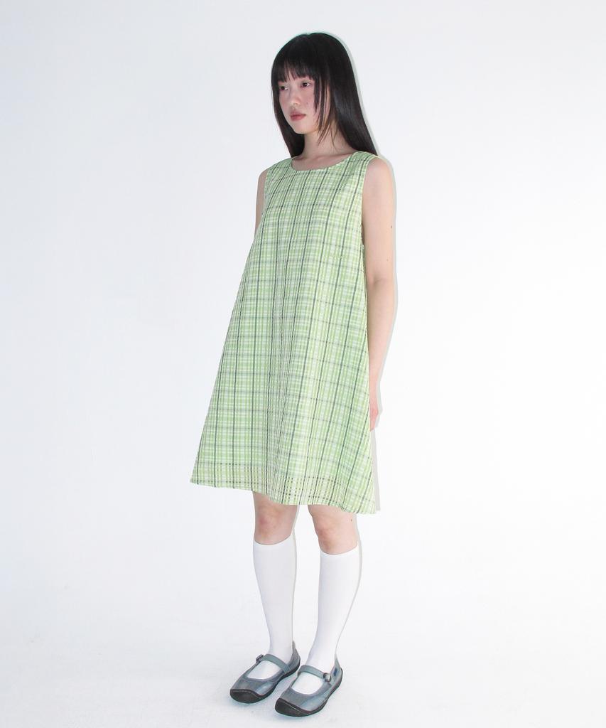Ames Worldwide Check Layered Dress Green