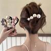 Simple Large Pearl One-word Hair Clip for Women  New Style High-end Grabber Clip On the Back of the Head Twist Clip Headwear