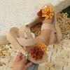 Fashion Plus Size Fashion Flowers Wedge Sandals for Women Elastic Ankle Strap Platform Sandals Woman Summer 2025 Thick Sole Beach Shoes