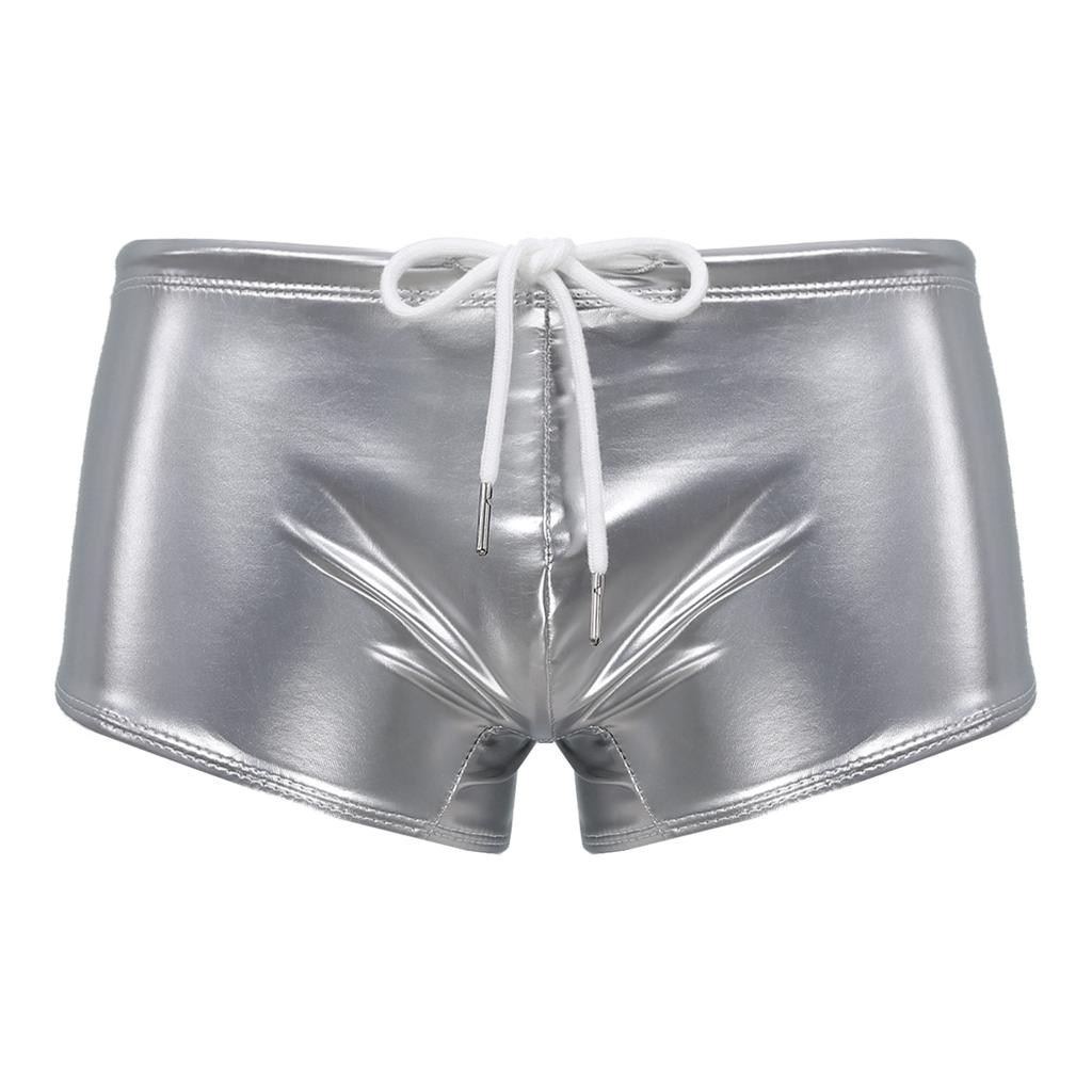 Мужские шорты-боксеры из лакированной кожи с мокрым эффектом, плавки, купальник, нижнее белье для отдыха