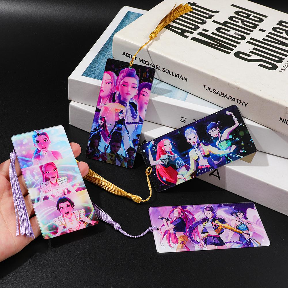Закладки для книг Аниме Охотники на демонов K-Pop - Креативные знаки для страниц, Коллекционные предметы для фанатов, Маркеры для чтения для студентов, Литературные подарки