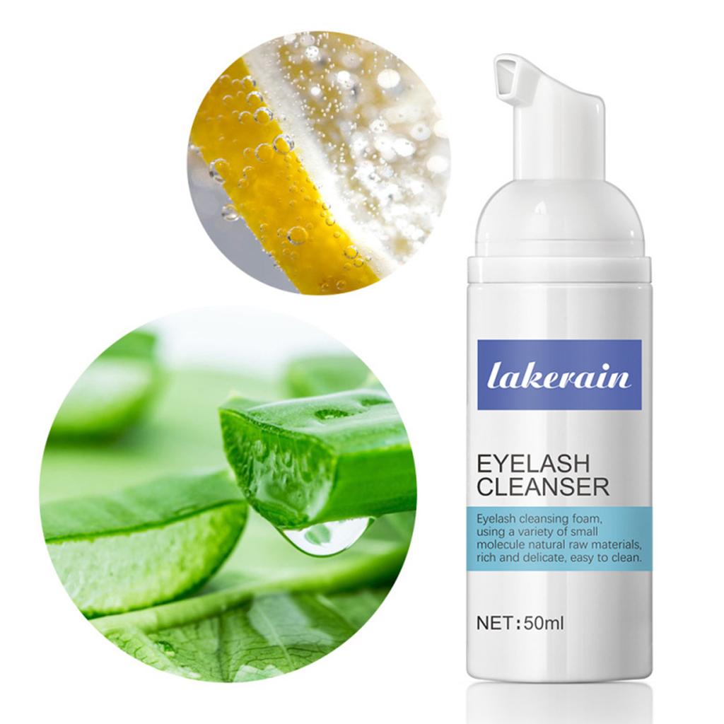 Lakerain Eyelash Wash Cleanser Shampoo 50ml Eyelashes Eyebrow Foaming Cleanser for Extensions &