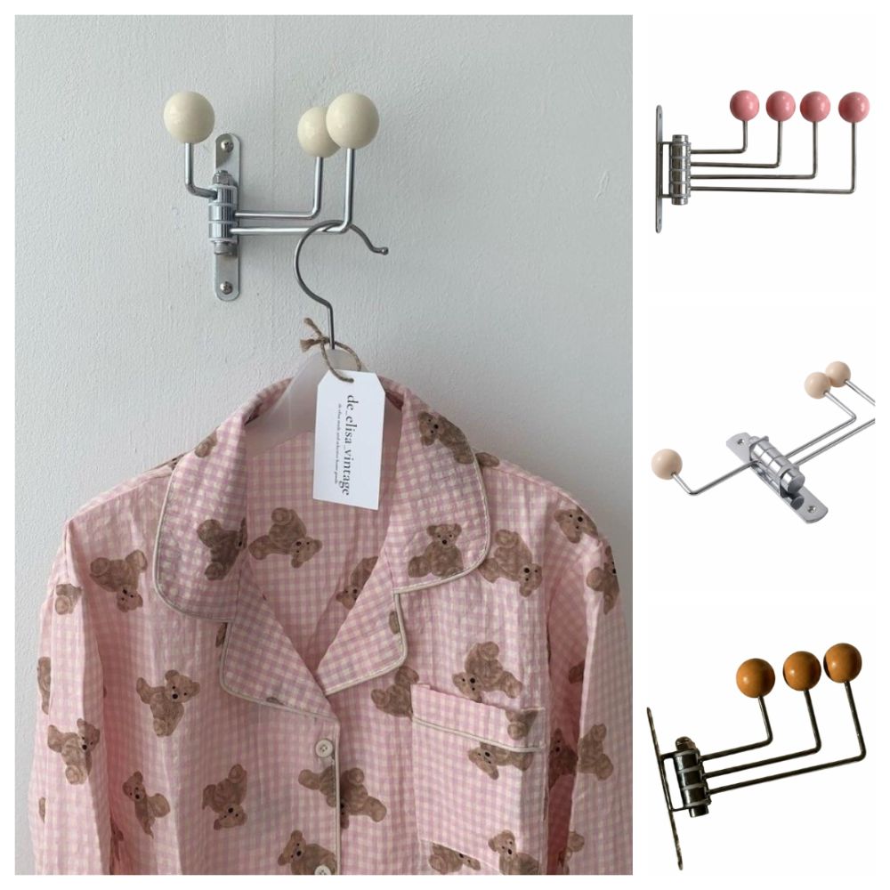 Space Saving Metal Rotating Hook 3/4 Hooks Hat Holder Rack Storage Decoration Wall Hook Entryway