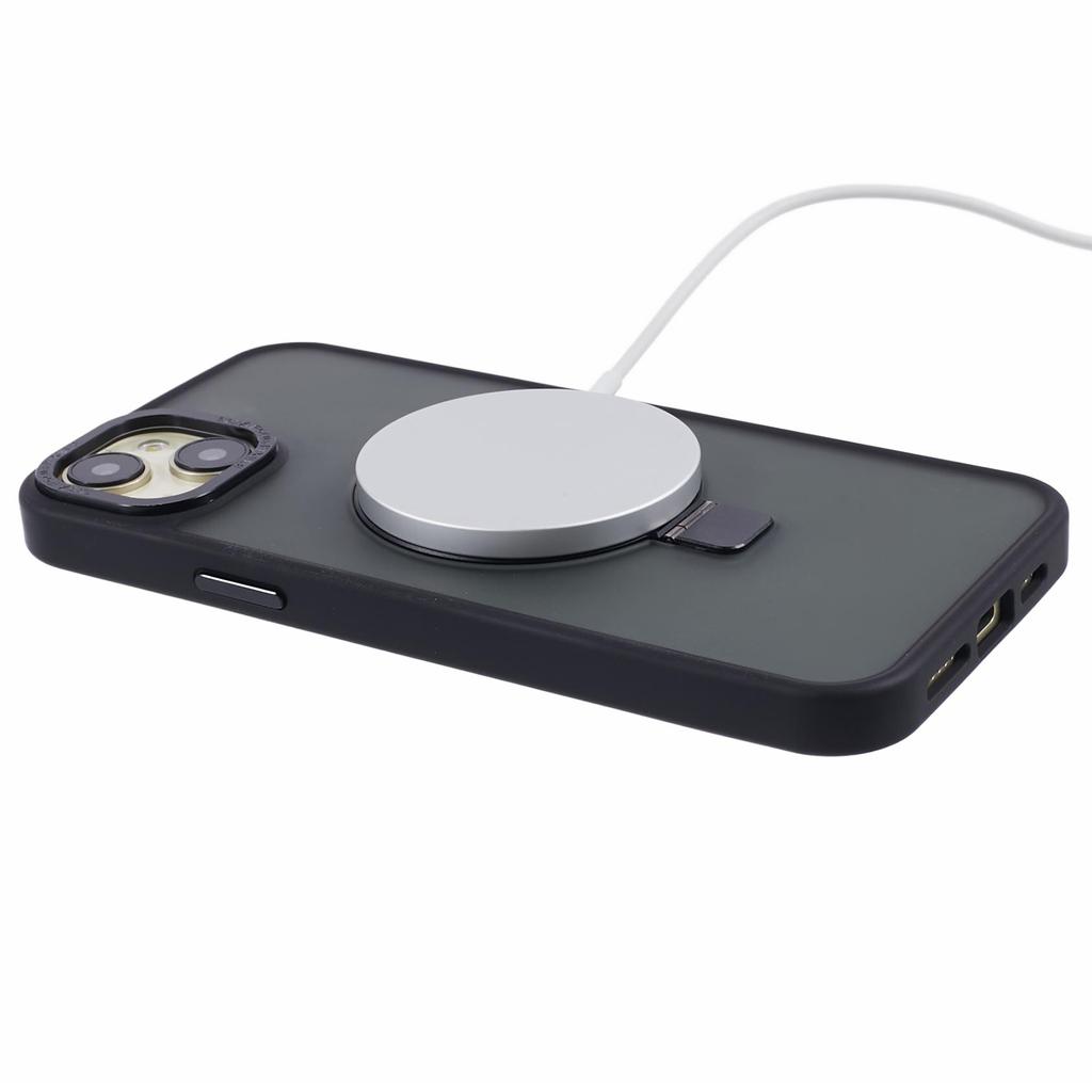 For iPhone 14 TPU+PC Case Compatible with MagSafe Skin-Touch Kickstand Phone Cover