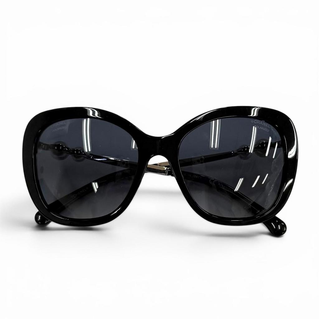 Very Good CHANEL sunglasses COCO Mark Eco Pearl Square Shape black 5339-H-A Used