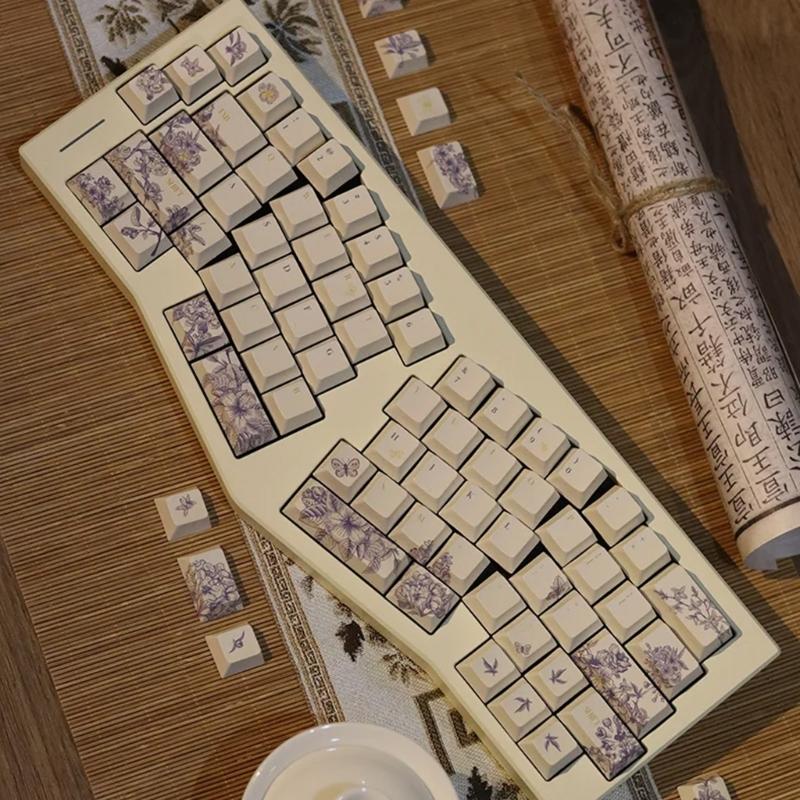 Французская тема вышивки PBT Keycaps DyeSub Keycaps Set для механических переключателей клавиатуры 7u 2.25u 2.75u Spacebar