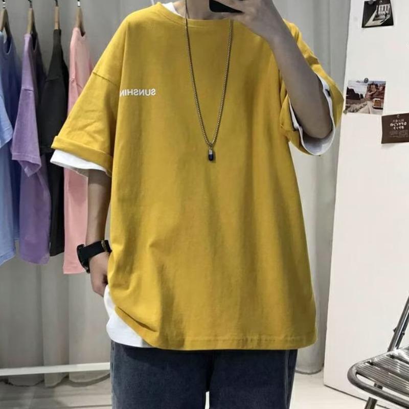 Trendy Oversized American-Style Men's Printed T-Shirt - Short-Sleeve Summer Top