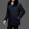 Middle Aged Men's Warm Down Cotton Jacket, Mid Length Father's Winter Coat, Thickened Cotton Jacket, Mid Aged and Elderly Plush Cotton Jacket