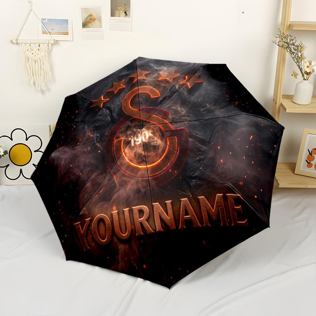 Galatasaray1 Customize Your Name Umbrella Outdoor Automatic Umbrella Sturdy 8-Rib Shaft Durable Plastic Iron Travel Essential Fashion Lovers