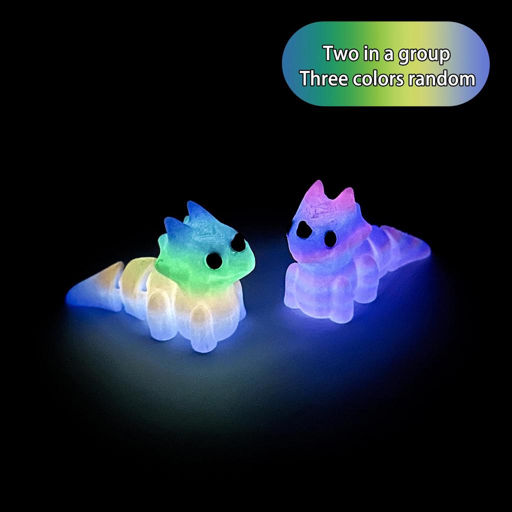 3D Printed Luminous Triceratops Gradient Figurine - Baby Dinosaur Toy with Simulated Chinese Dragon Features