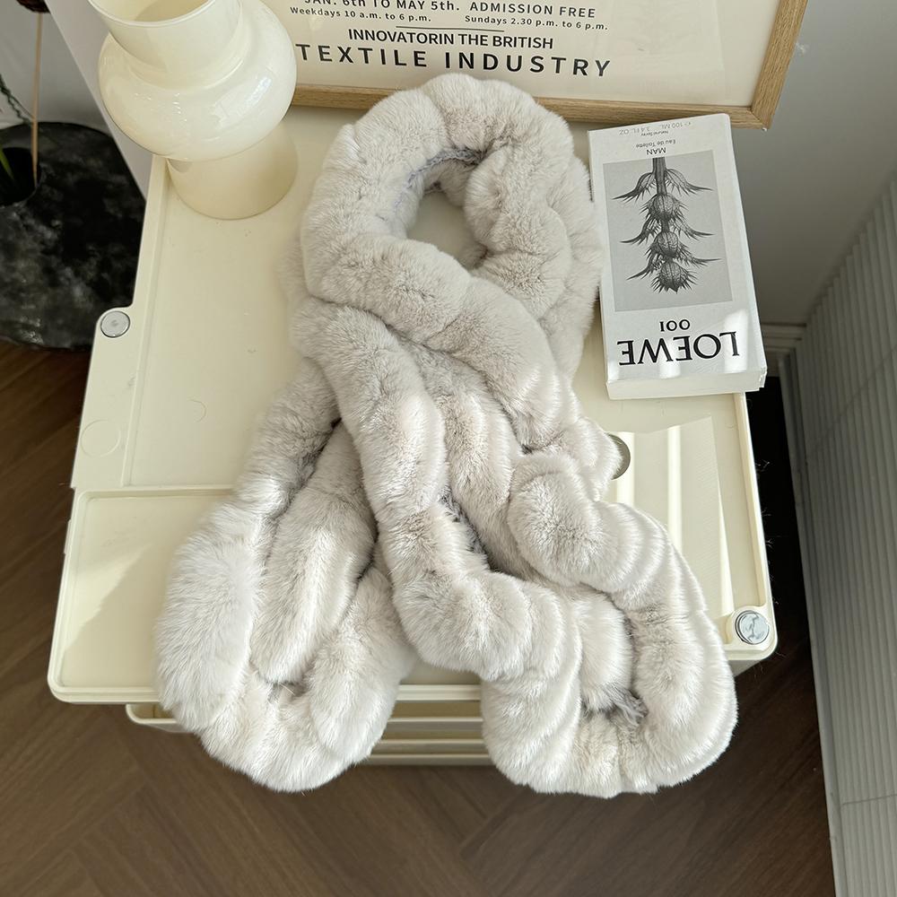 High Quality Rex Rabbit Fur Scarf Winter Muffler and Scarf Combo for Women Warm Breathable Fashion High-End Product