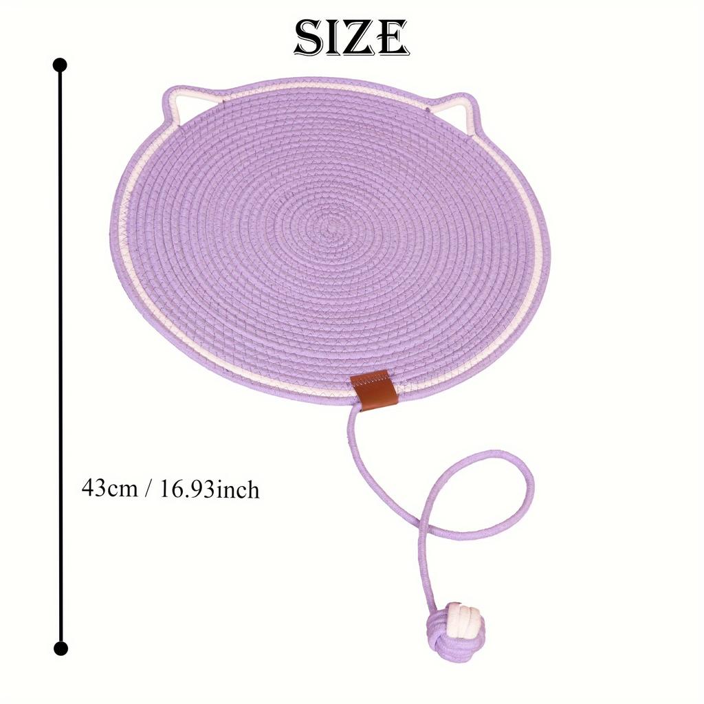 Интерактивная кошачья когтеточка с плетеной веревкой и игрушечным мячиком