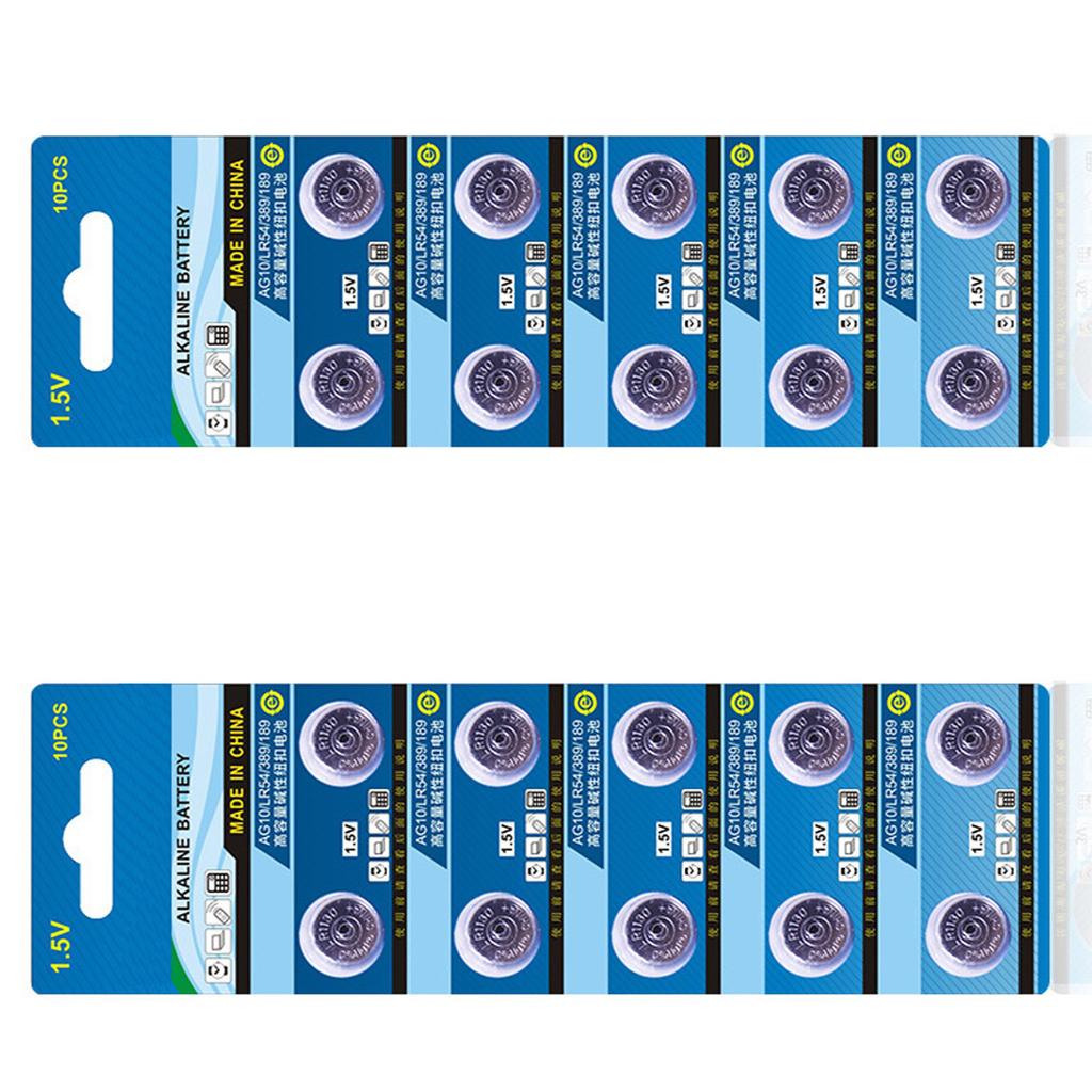 High Energy Density 1.5V Button Cell Batteries AG10/LR54 Alkaline Button Batteries for Watches Calculators Devices