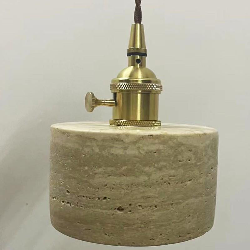 Небольшая люстра из желтого травертина в японском стиле ваби-саби, кремового цвета, для стойки регистрации, бара, ресторана, прикроватные лампы из меди