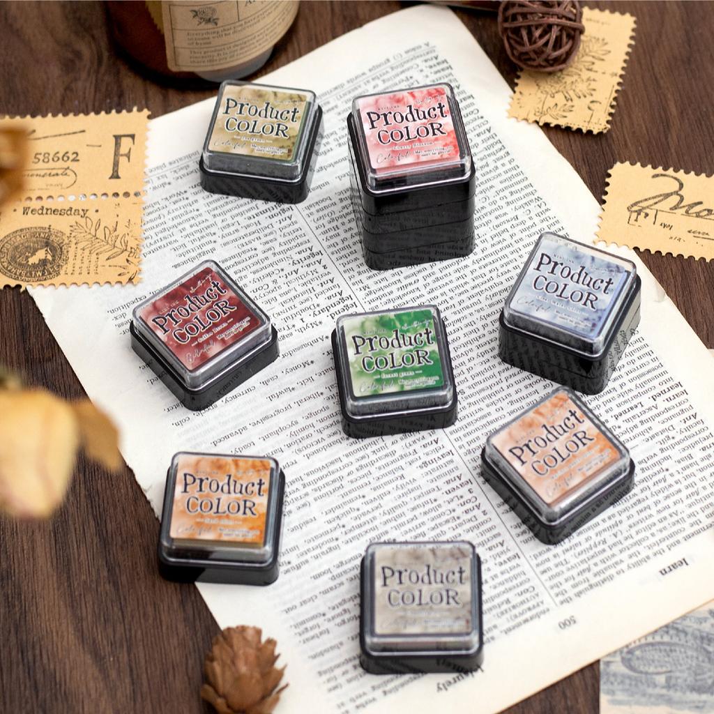 Colorful Ink Pads Set - 6 Vibrant Colors for Stamping, DIY Journal & Scrapbook Decoration (Non-Toxic)