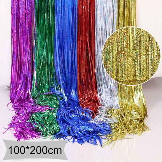 100x200cm Glitter Fringes Metallic Curtain Birthday Party Wedding Backdrop Decor