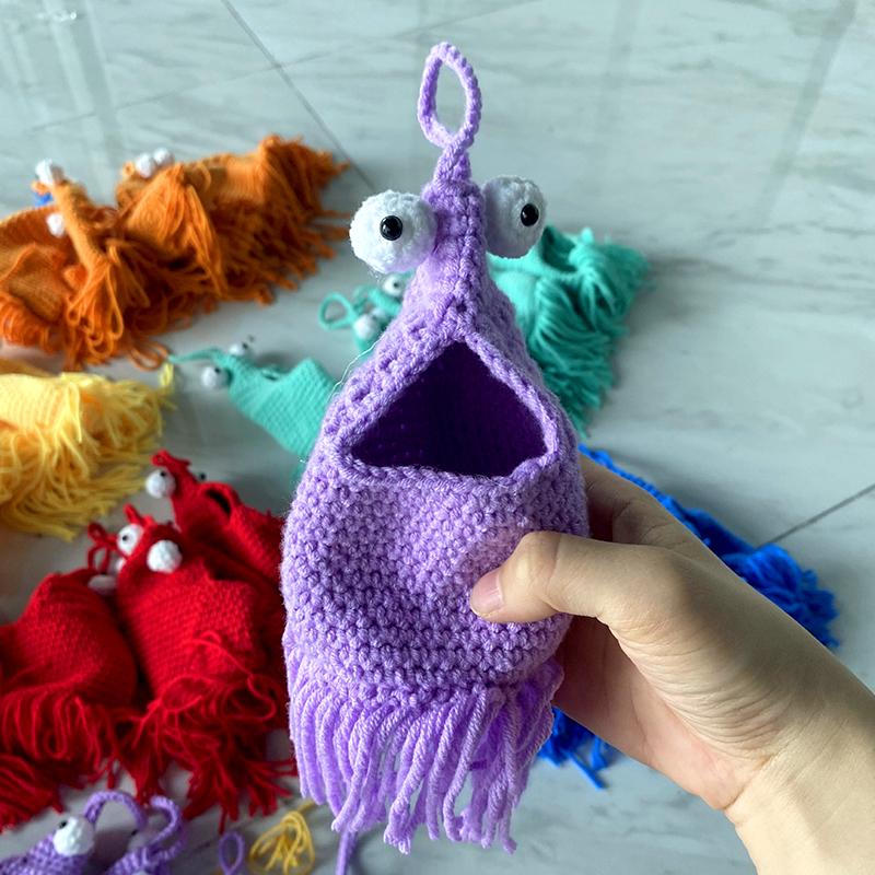 1Pc Bag Decoration Fashion Wall Storage Bag Manual Birthday Present Practical Car Hanging Knitted Hanging Basket