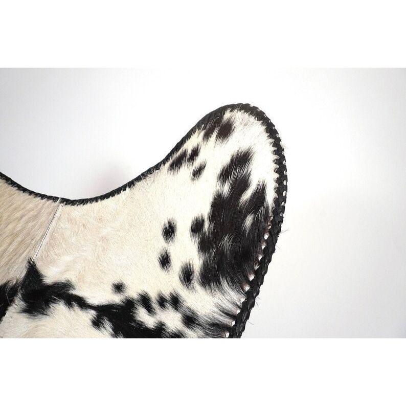 Кожаное кресло-бабочка - чехол из черно-белой коровьей кожи, складное кресло для домашнего декора, гостиной, улицы, подарок на новоселье