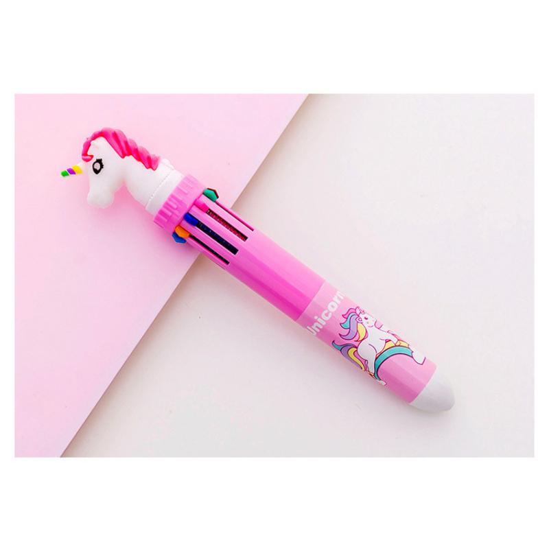 1 шт. многоцветная шариковая ручка 10-в-1 челночные ручки выдвижная мини-ручка-единорог подарок для офиса ручка для письма школьные канцелярские принадлежности детская вечеринка