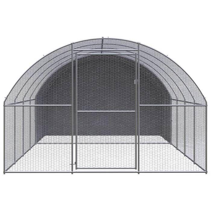 Poulailler d'extérieur - MAISON EXCLUSIVE - 3x4x2 m - Acier galvanisé - Toit polyéthylène - Grillage