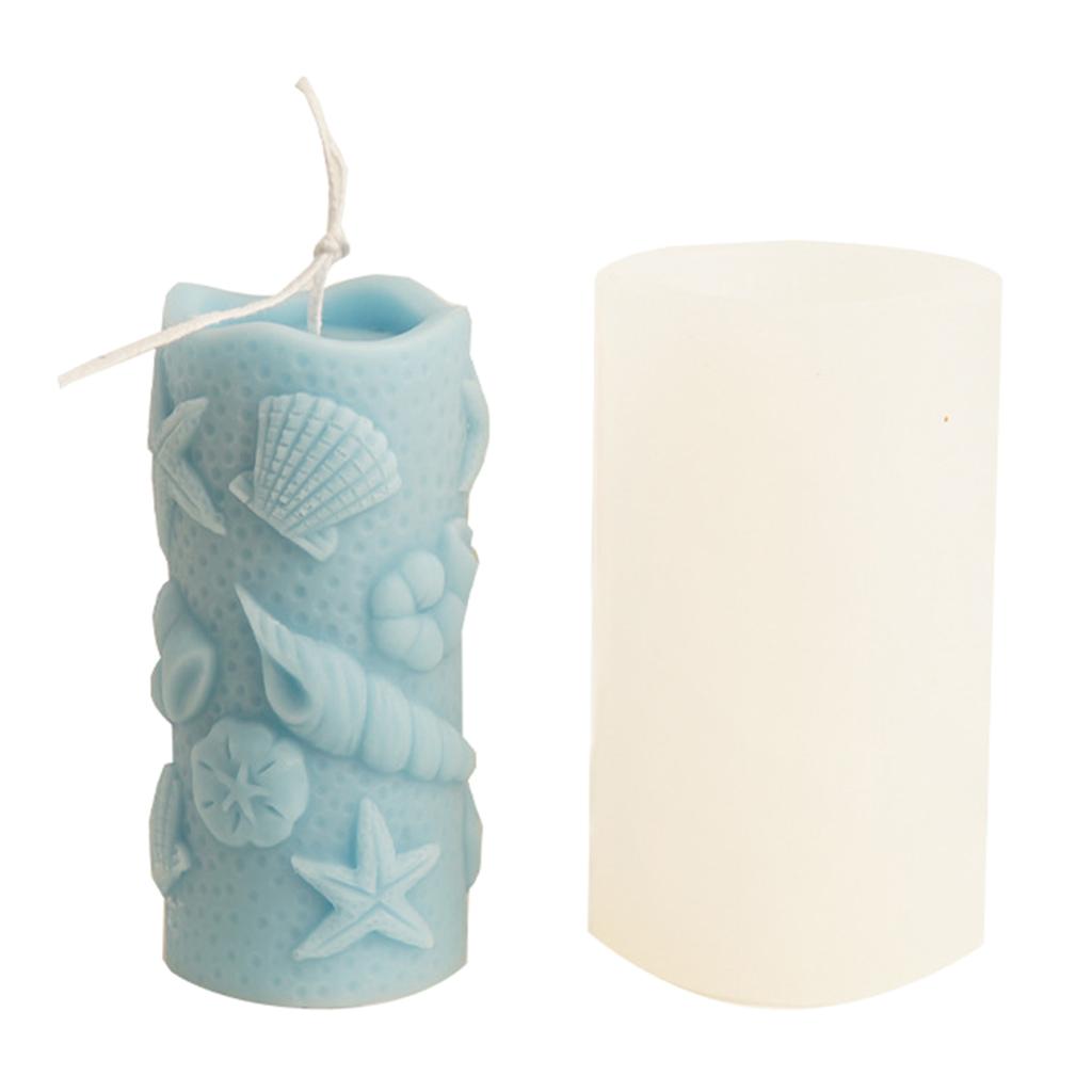 Starfish Cylinder Candle Molds 3D Seashell Candle Resin Silicone Moulds for DIY Gypsum Baking Mould Fondant Decorations