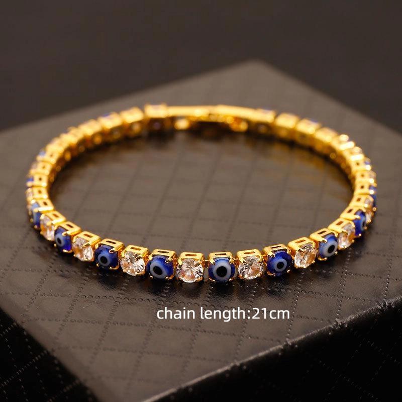 Синий сглаз Регулируемые браслеты-теннисные цепочки с цирконами для женщин и мужчин Ювелирные подарки