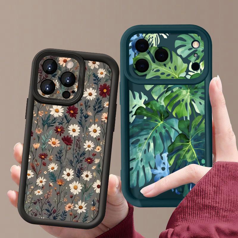 Ударопрочный чехол для телефона iPhone 17 Pro Max Чехол iPhone 16 15 14 13 Pro Max 11 17e 16e Печать с цветами маргариток Мягкий силиконовый бампер