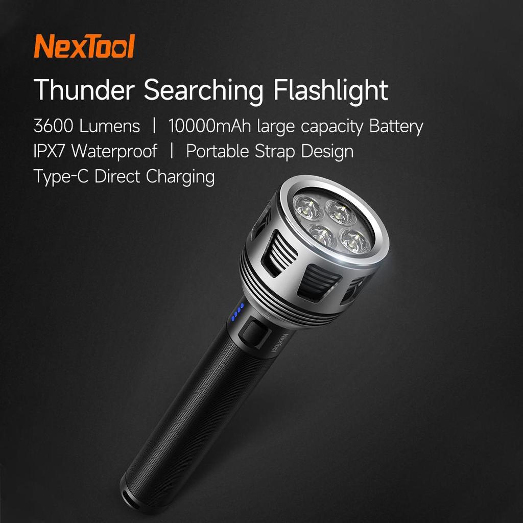 Nextool Фонарик 3600лм 450м Водонепроницаемый IPX7 10000мАч Перезаряжаемый через USB Поисковый фонарь Светодиодный аварийный свет Для кемпинга на открытом воздухе