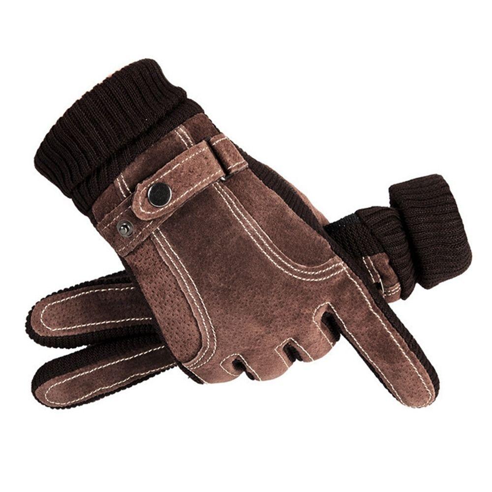 Windproof Thicken Warm Non-slip Riding Glove Men Gloves PU Leather Winter Gloves Korean Mittens