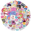50PCS Anxiety Quote Cartoon Graffiti Stickers, English Anxiety-Themed Phrases Decorative Stickers