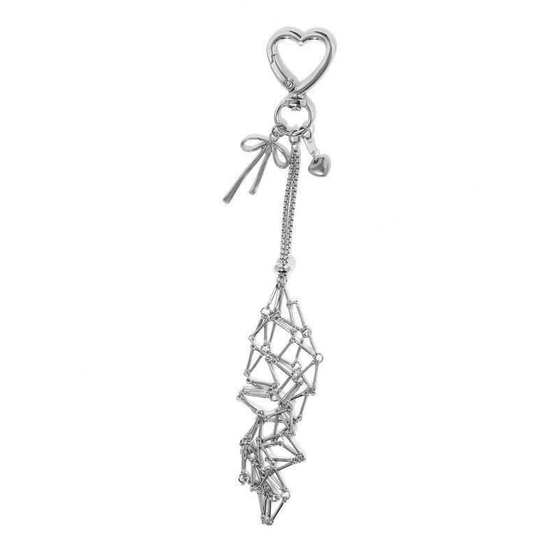 Простой металлический сетчатый кулон-зеркальце из нержавеющей стали, карманная сумочка для помады и бальзама для губ, брелок, шарм для сумки, аксессуары для украшения сумки